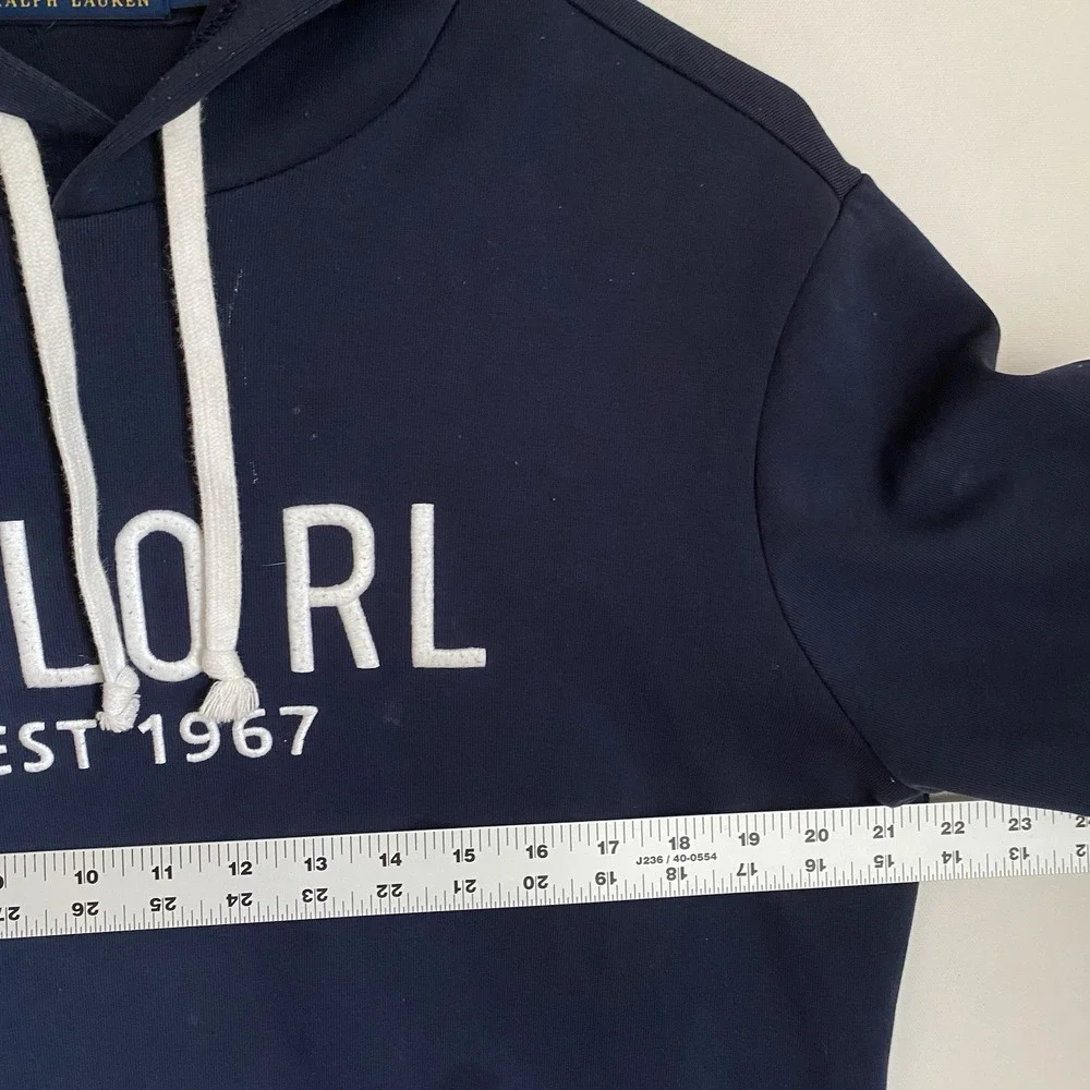 Polo Ralph Lauren Pullover Hoodie Men Size M Navy Fleece  RL 67 Script